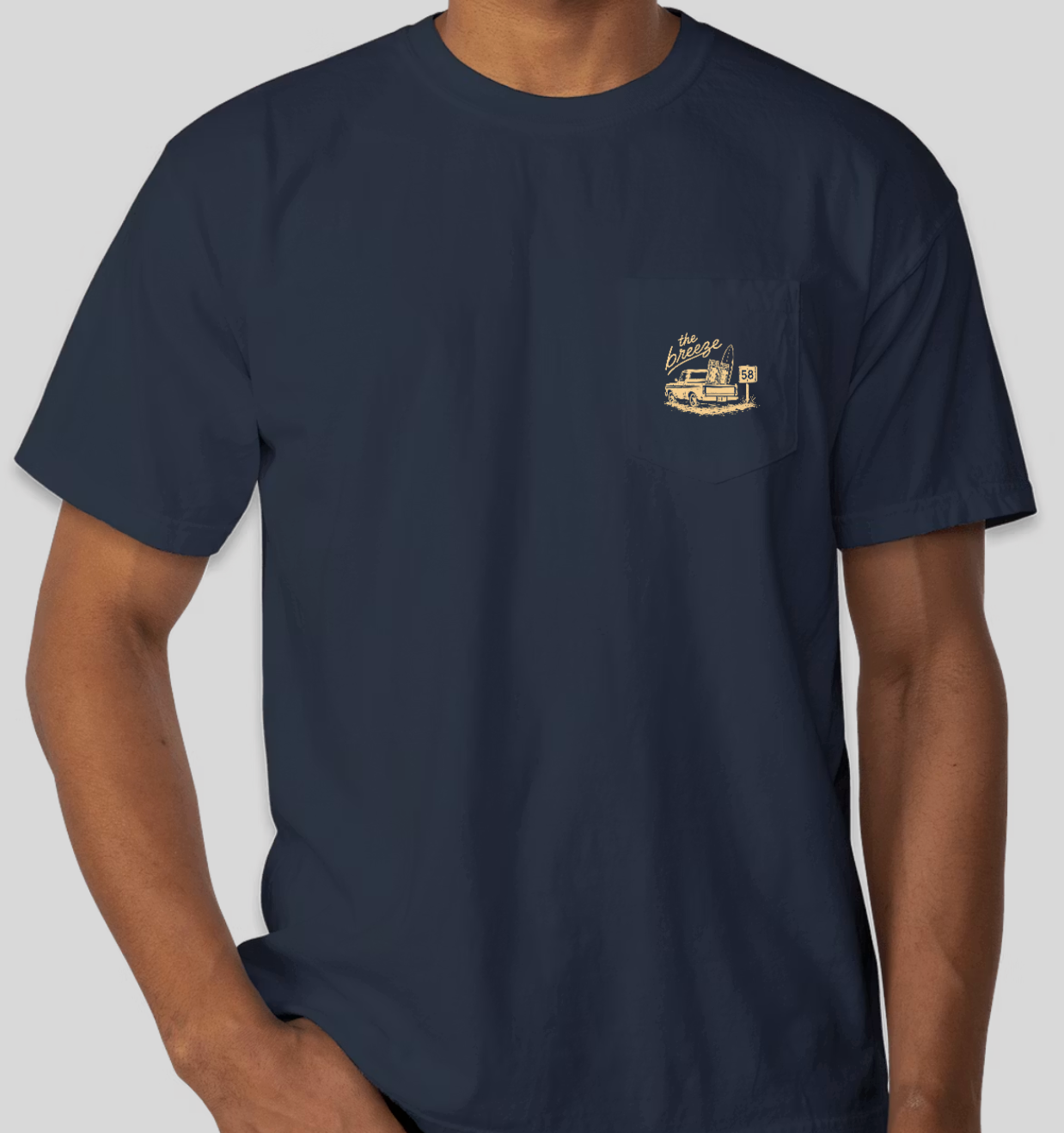 Sunset Surf Dog Pocket Tee